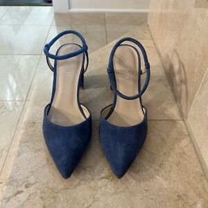 Elegant Blue Suede Women's Heels